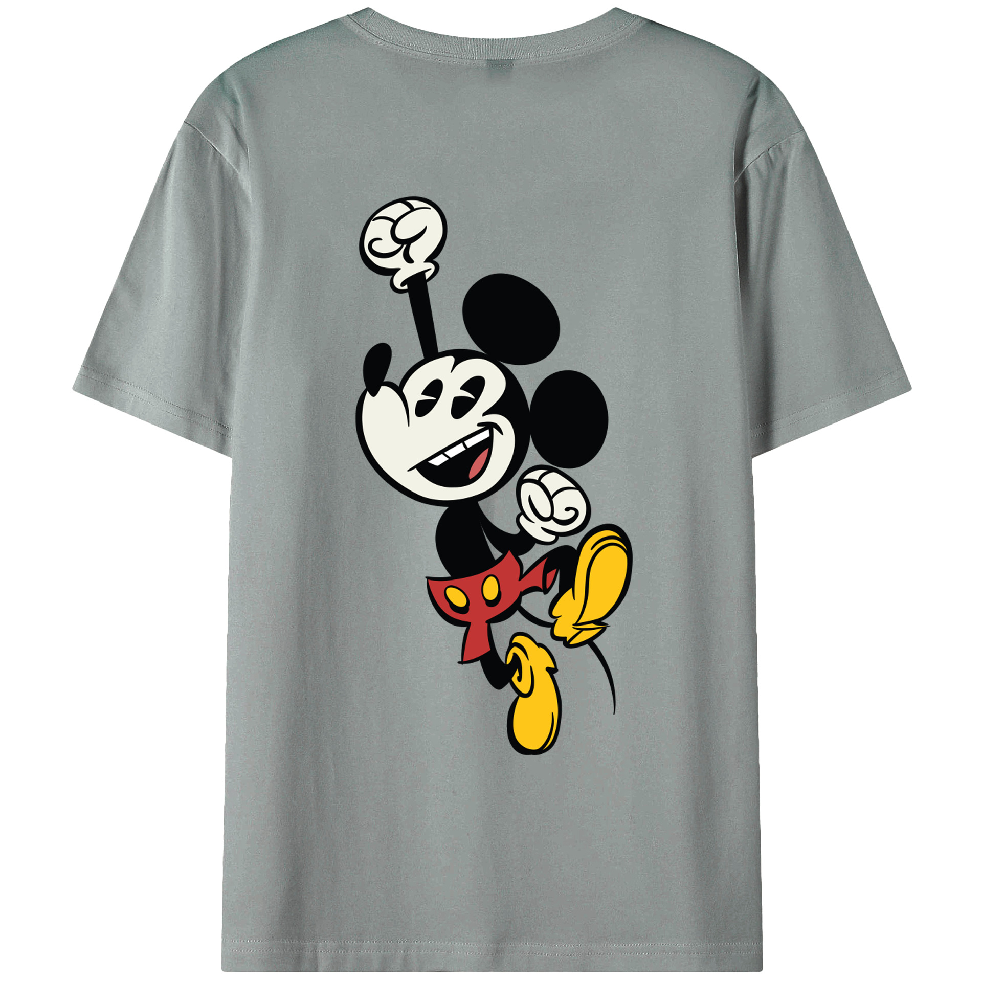 ミッキーマウス Mickey Mouse 綿100％ メンズ半袖Tシャツ（バックプリント） 通気性
